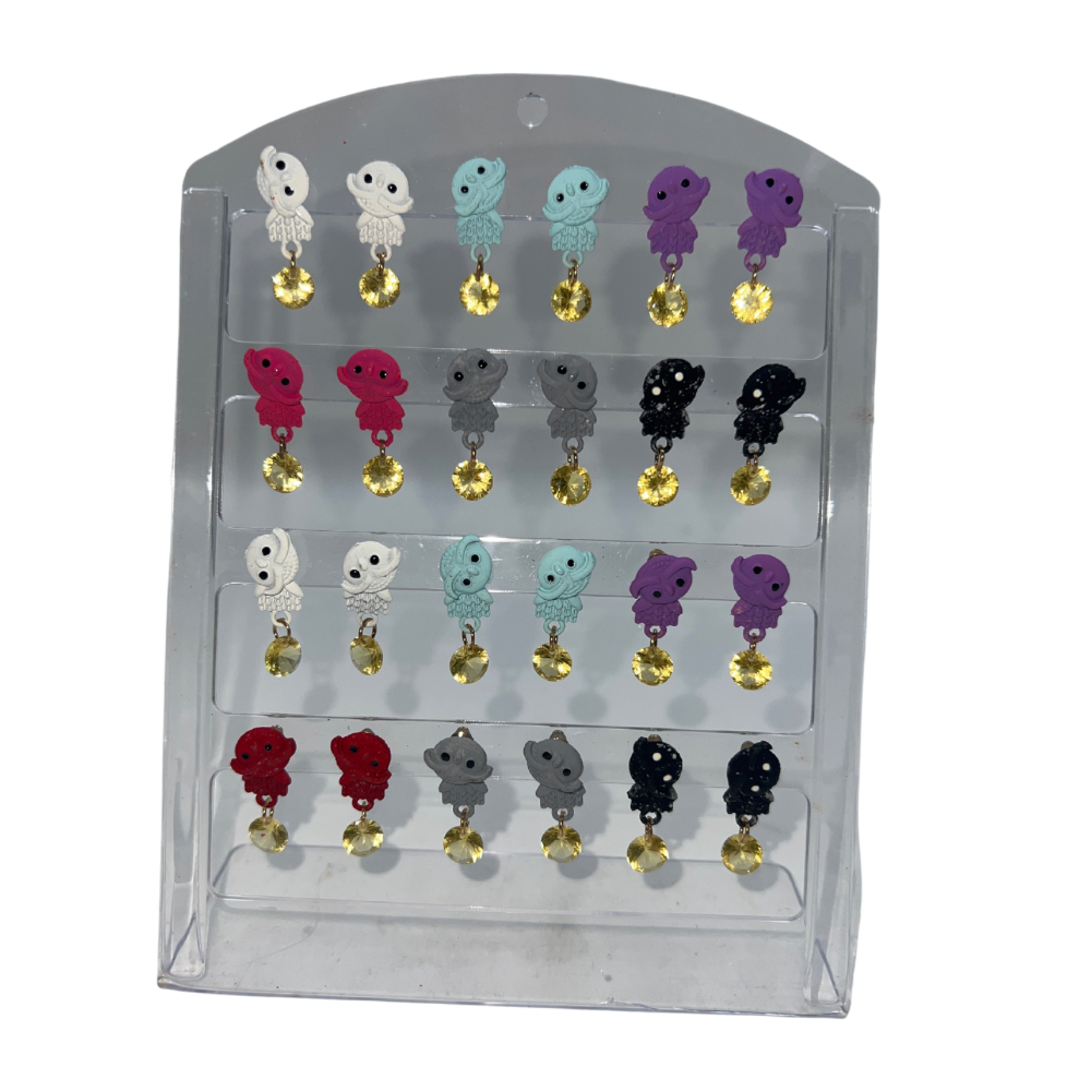 Aretes de animalitos buho colgantes x12 pares (91B-1)