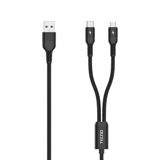 Cable Tecno 2-in-1 Micro USB & Type-C 1m Carga Rápida