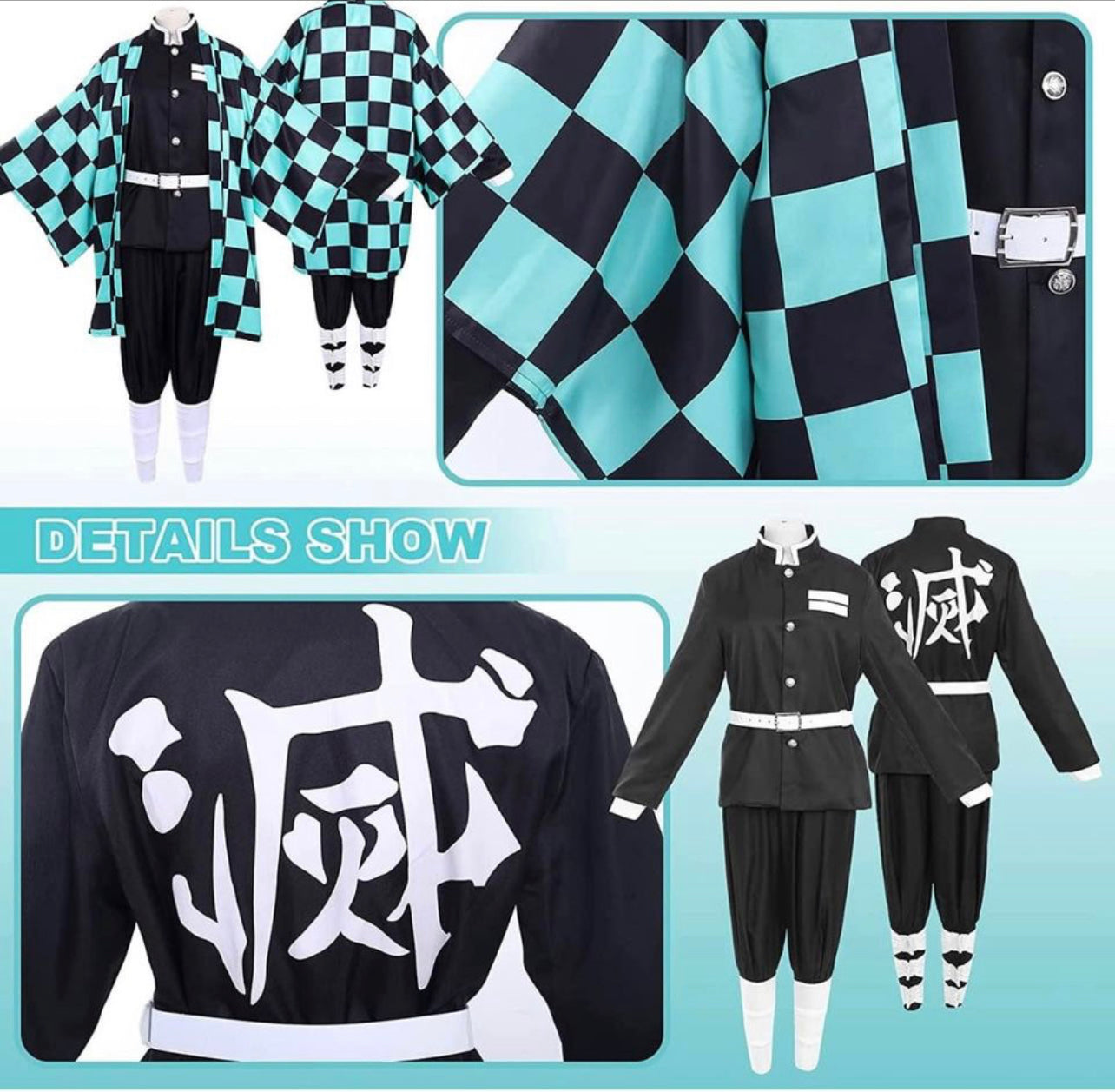 Disfraz de Demon Slayer Tanjiro Nezuko Cosplay , Shinobu Zenitsu Giyuu Tomioka Kimono Talla XL