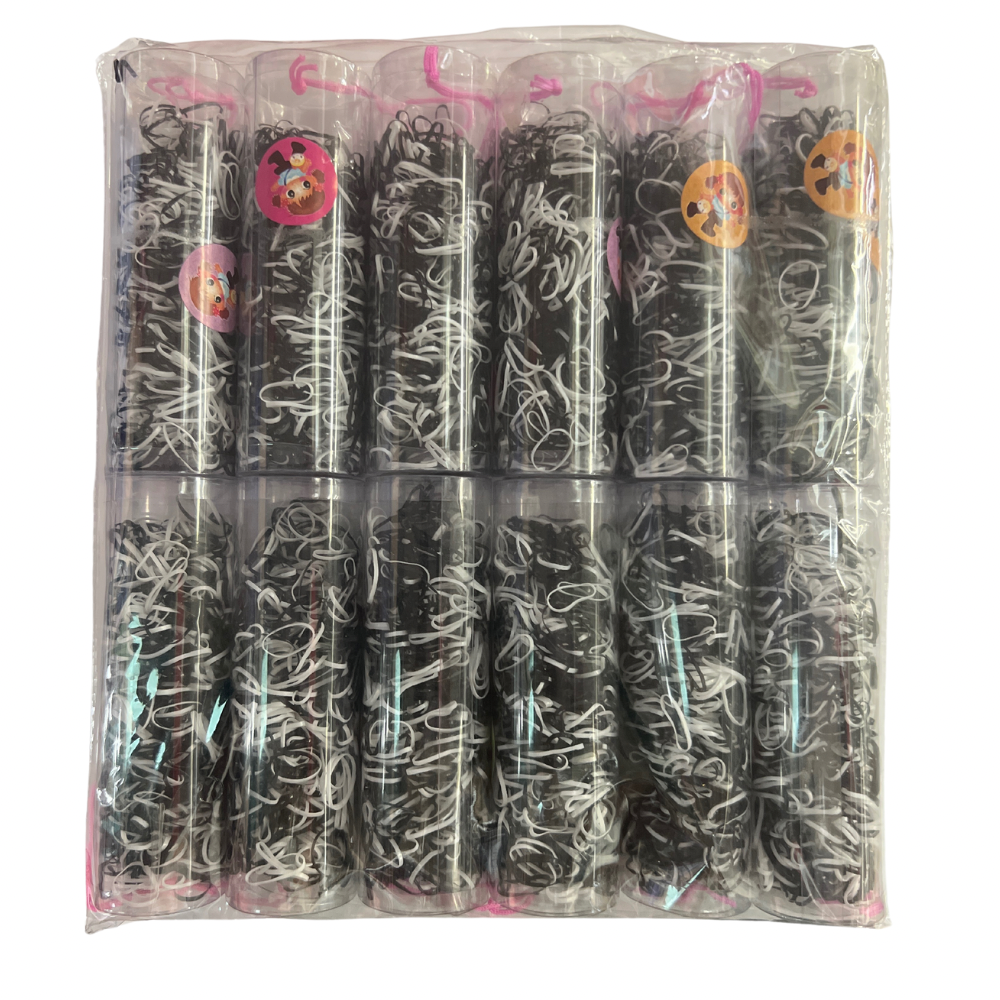 Ligas elasticas plásticas peq. suave en tubo para cabello X 12 tubitos (98B-10)