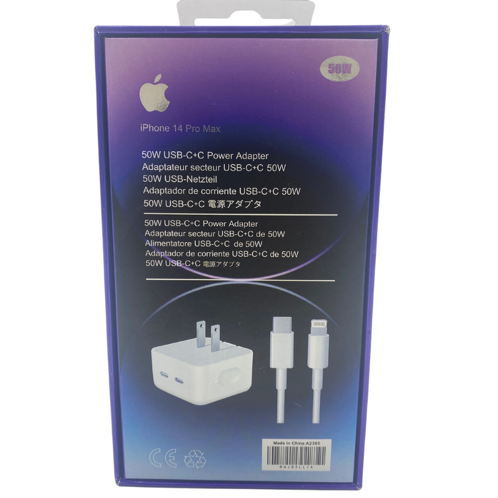 Adaptador cargador 50W dual USB-C para iPhone iPad Macbook Air – AnyLand
