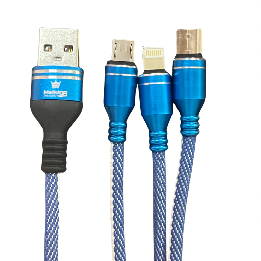 Cable Melking 3-in-1 Micro USB/Type-C/Lightning 1m Carga Rápida