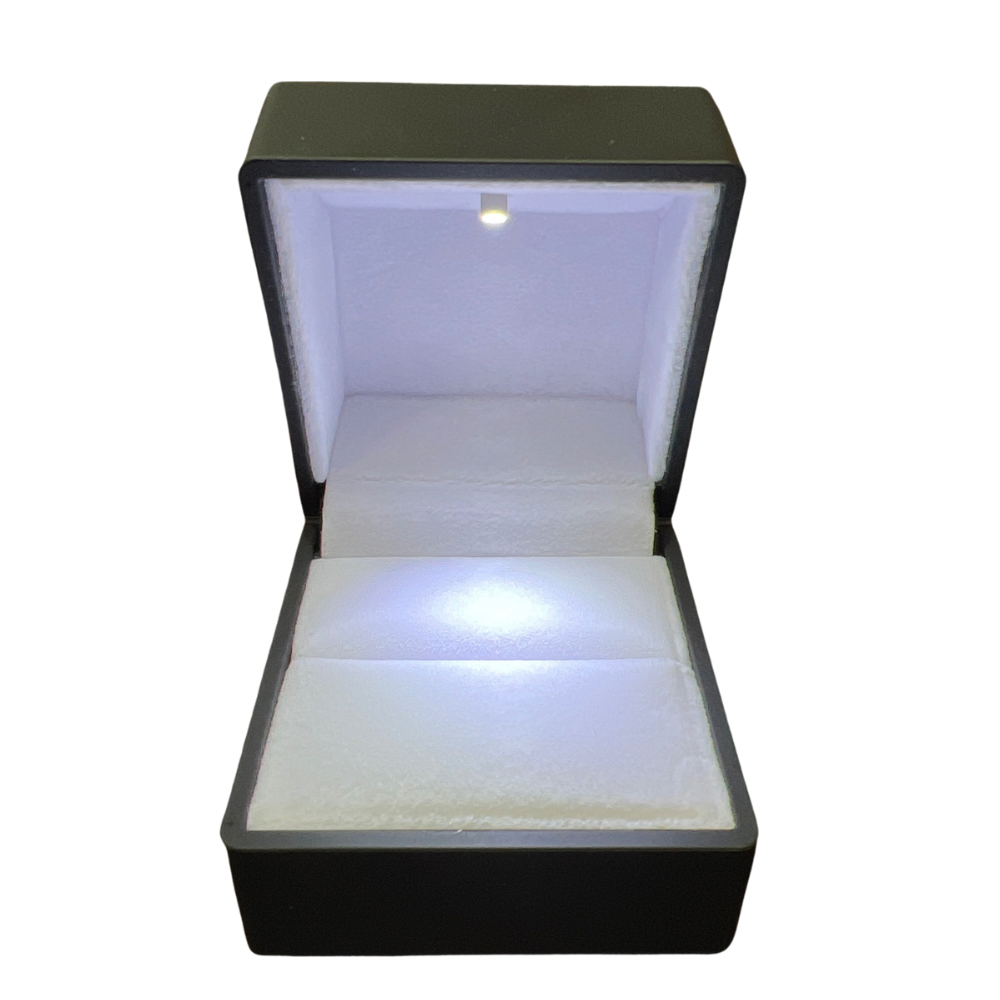 Caja para 1 anillo c/luz led color Negro mate x12 u.(81F-4)