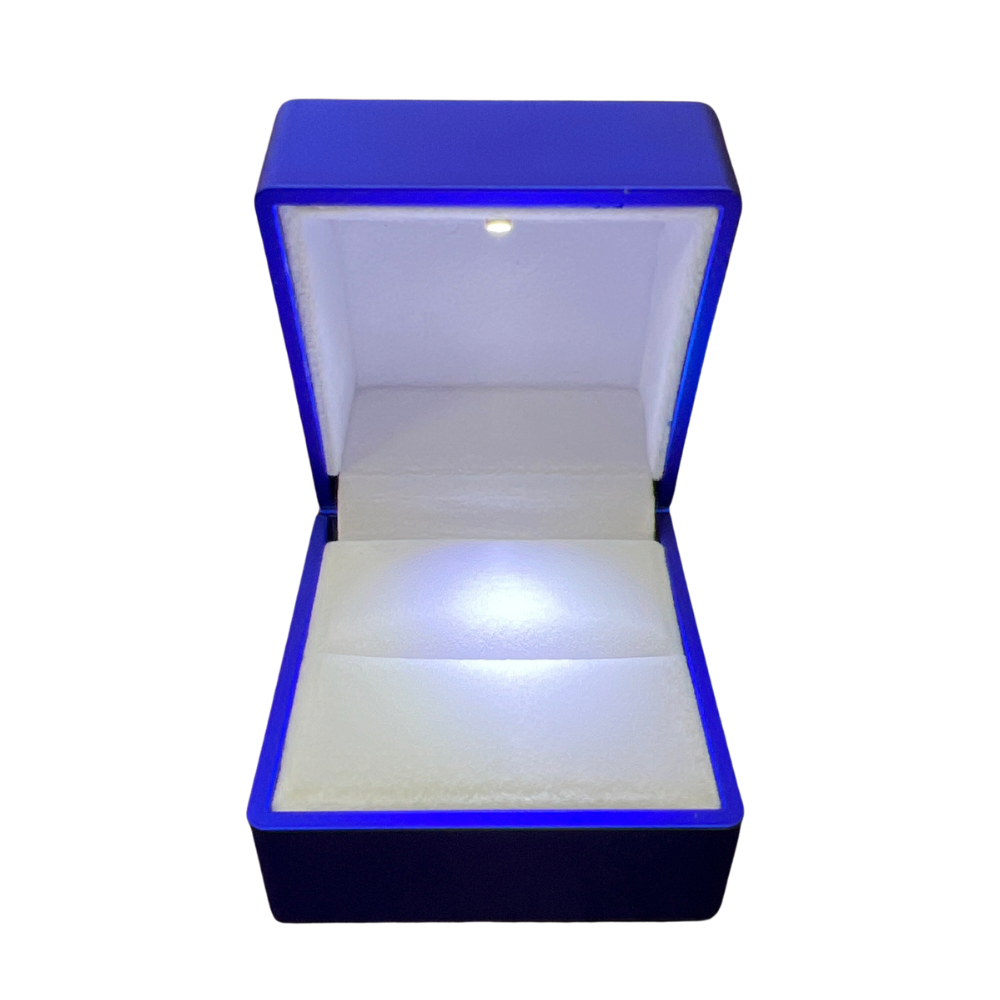 Caja para 1 anillo c/luz led color Azul brillante x12u. (81F-2)