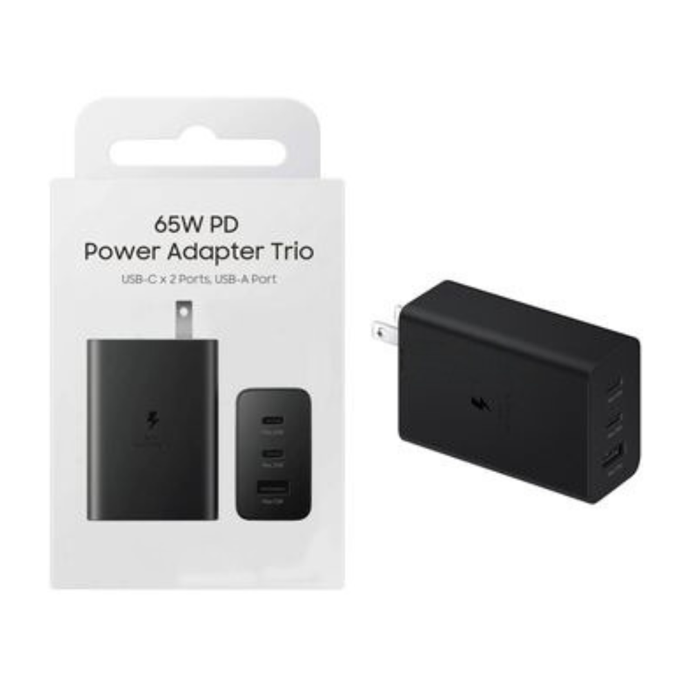 Adaptador Samsung Trio 65W USB-C x2 Ports, USB-A Port No incluye Cable