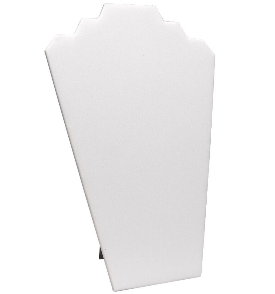 Exhibidor acolchado de 2 pisos collar de piel blanco grande 28x20.5cm (81E-9)